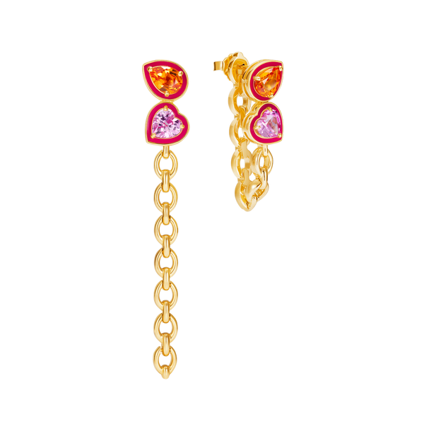 Nadine Aysoy Catena Double Stone Long Enamel Earrings