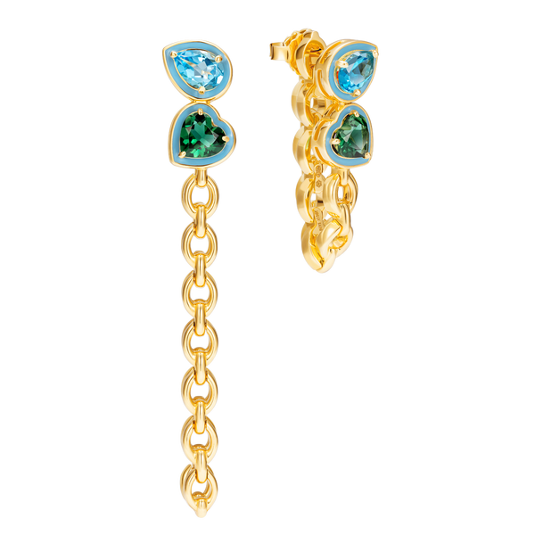 Nadine Aysoy Catena Double Stone Long Enamel Earrings