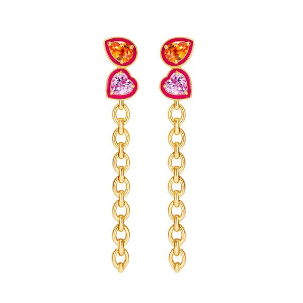 nadine aysoy Catena Double Stone Long Enamel Earrings