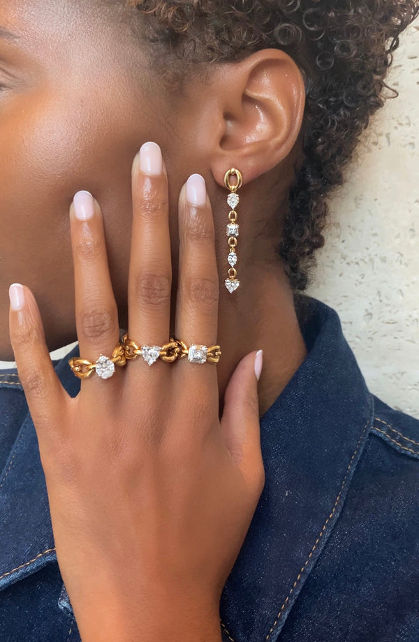 Nadine Aysoy Catena Illusion Diamond Multistone Long Earrings