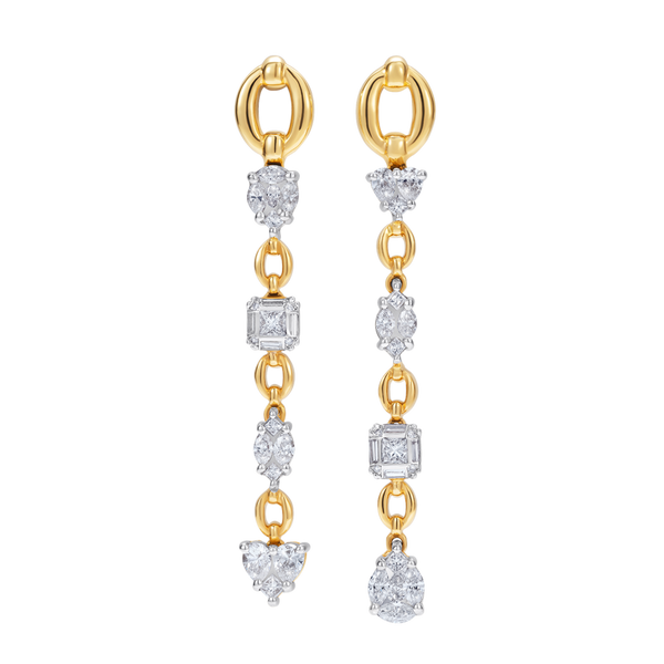 nadine aysoy Catena Illusion Diamond Multistone Long Earrings
