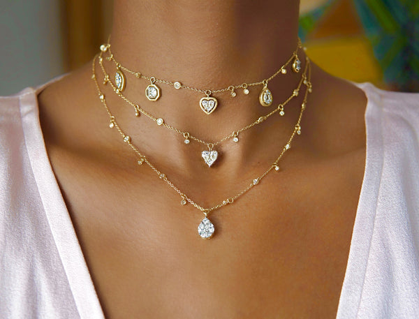 Nadine Aysoy Catena Illusion Diamond Pear Charm Necklace
