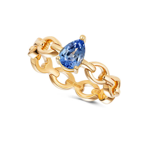 nadine aysoy Catena Mini Pear Shaped Blue Sapphire Ring
