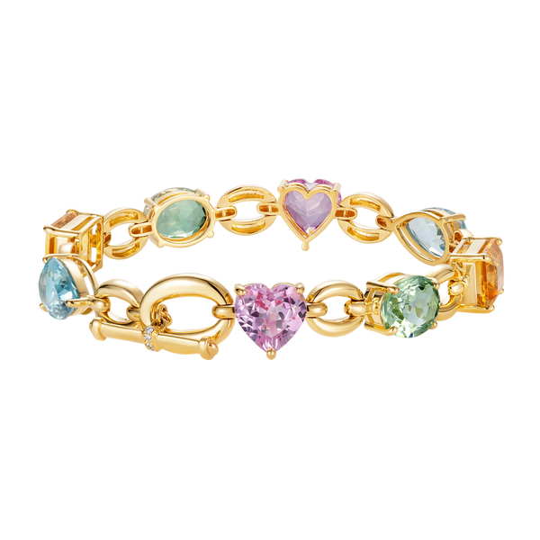 nadine aysoy Catena Multi Stone pastel Rainbow Bracelet