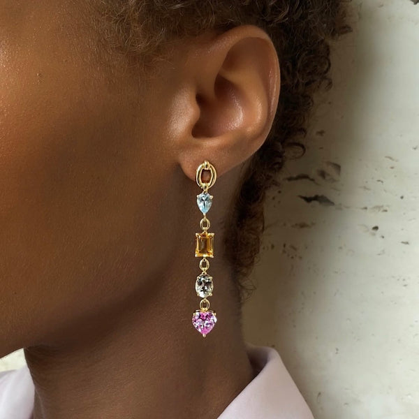 Nadine Aysoy Catena Multi Stone Pastel Rainbow Earrings