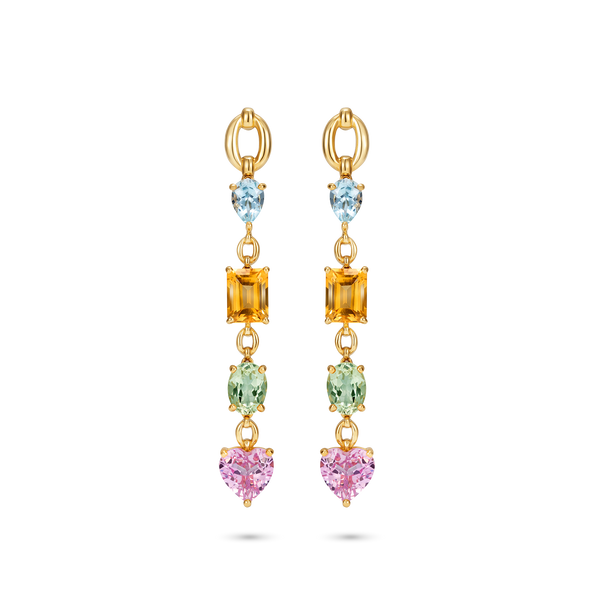 nadine aysoy Catena Multi Stone Pastel Rainbow Earrings