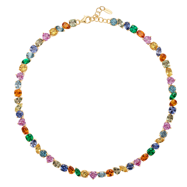 nadine aysoy Catena Multi Stone Rainbow Tennis Necklace