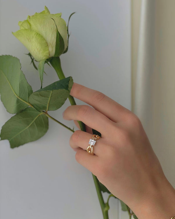 Nadine Aysoy Catena Petite Diamond Illusion Asscher Ring