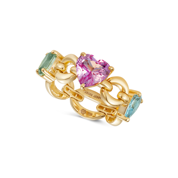 nadine aysoy Catena Petite Multi Stone Pastel Rainbow Ring
