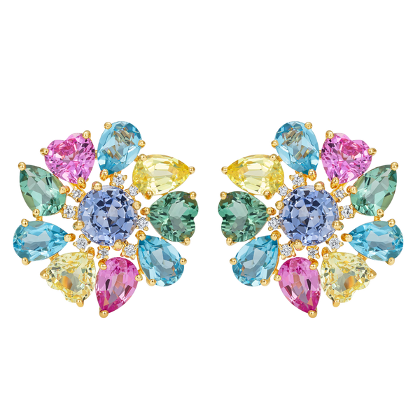 nadine aysoy Catena Spring Flower and Leaf Large Stud Earrings
