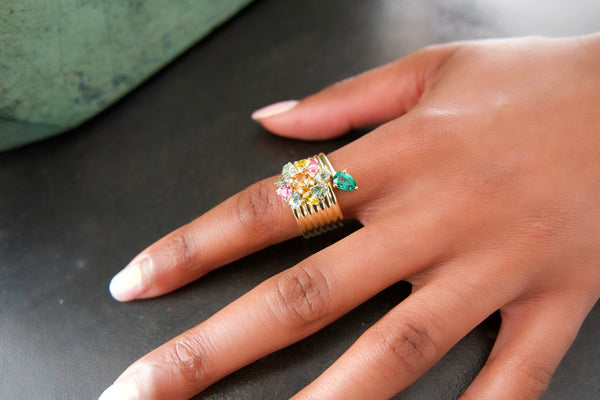 Nadine Aysoy Catena Summer Love Flower And Leaf Ring