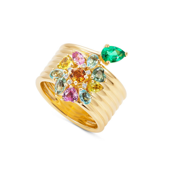 nadine aysoy Catena Summer Love Flower and Leaf Ring
