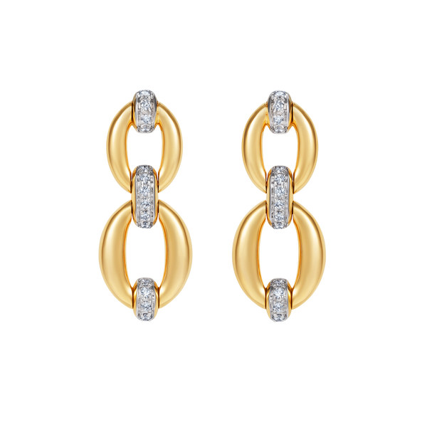nadine aysoy Catena Yellow Gold Double Link Earrings