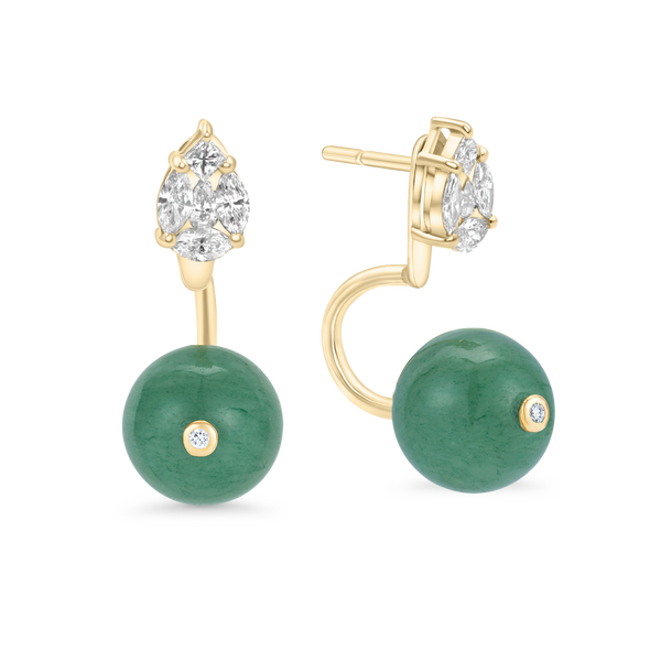 nadine aysoy Eclipse Aventurine Ear Jacket Stud Earrings