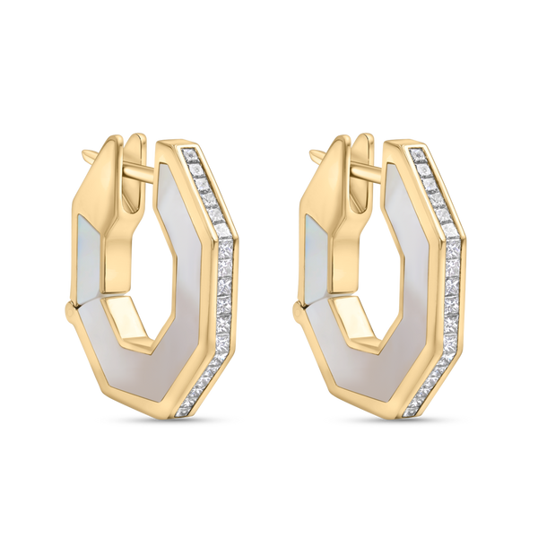 nadine aysoy Eclipse Large Octagon Mother of Pearl Hoops