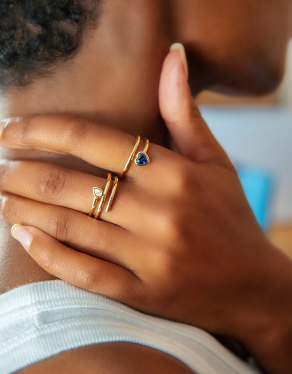 Nadine Aysoy Le Cercle Blue Sapphire Heart Shaped Petite Ring