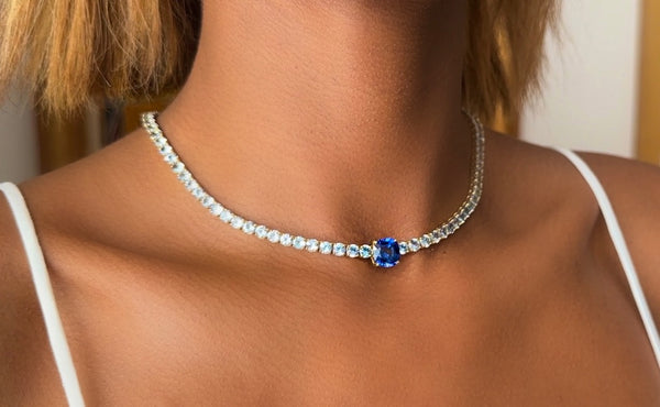 Nadine Aysoy Le Cercle Blue Sapphire Tennis Necklace