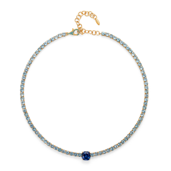 nadine aysoy Le Cercle Blue Sapphire Tennis Necklace