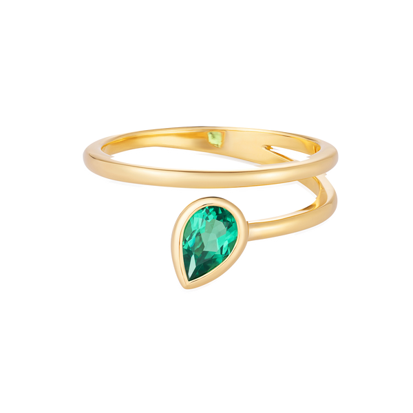 nadine aysoy Le Cercle Emerald Pear Shaped Petite Ring