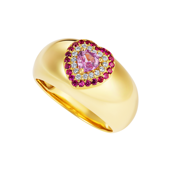 nadine aysoy Le Cercle Heart Shaped Pink Sapphire Bombe Ring