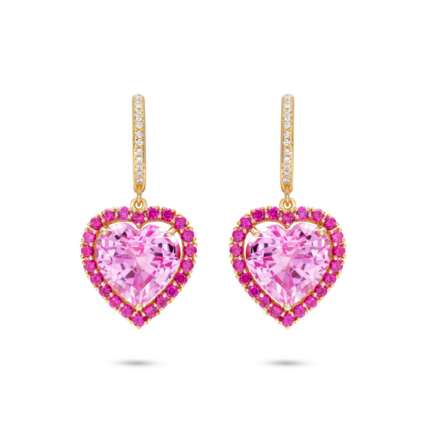 nadine aysoy Le Cercle Heart Shaped Pink Sapphire Earrings