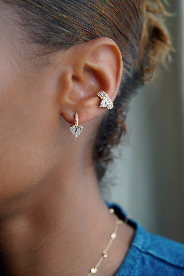 Nadine Aysoy Le Cercle Illusion Diamond Heart Pavé Ear Cuff