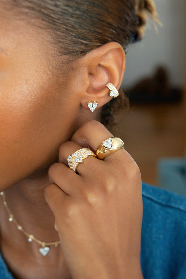 Nadine Aysoy Le Cercle Illusion Diamond Heart Stud Earrings