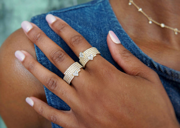 Nadine Aysoy Le Cercle Illusion Diamond Pear And Heart Pavé Ring