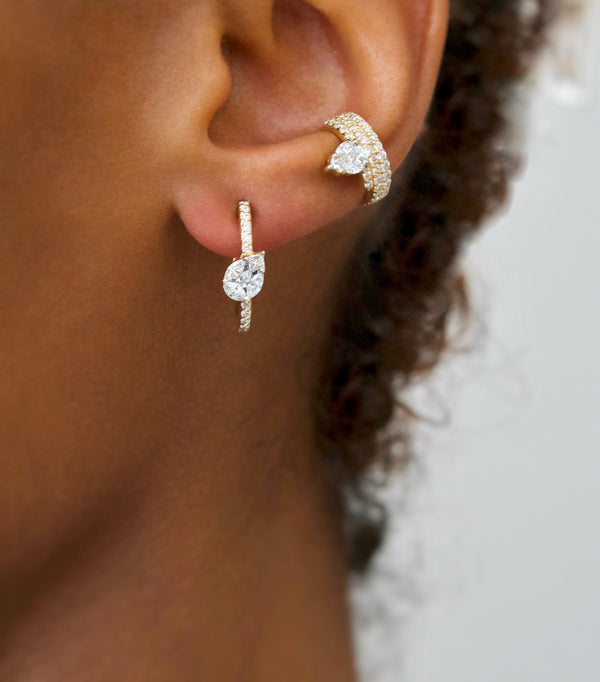 Nadine Aysoy Le Cercle Illusion Diamond Pear Hoop Earrings