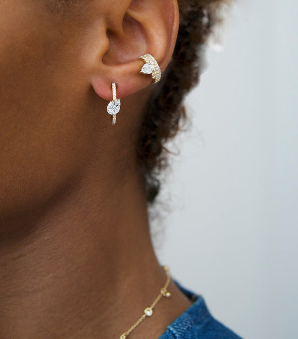Nadine Aysoy Le Cercle Illusion Diamond Pear Pavé Ear Cuff