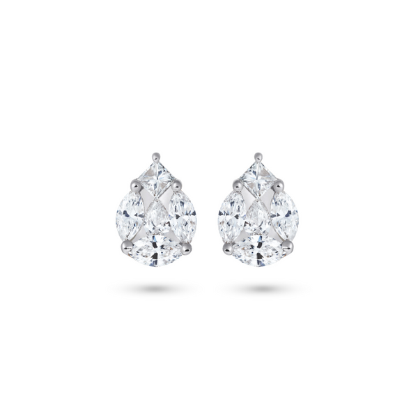 nadine aysoy Le Cercle Illusion Pear Shaped Stud Earrings