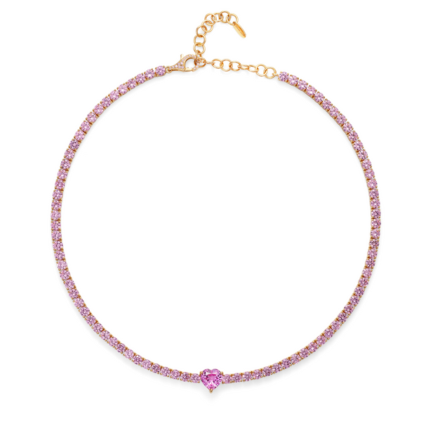 nadine aysoy Le Cercle Pink Sapphire Tennis Necklace