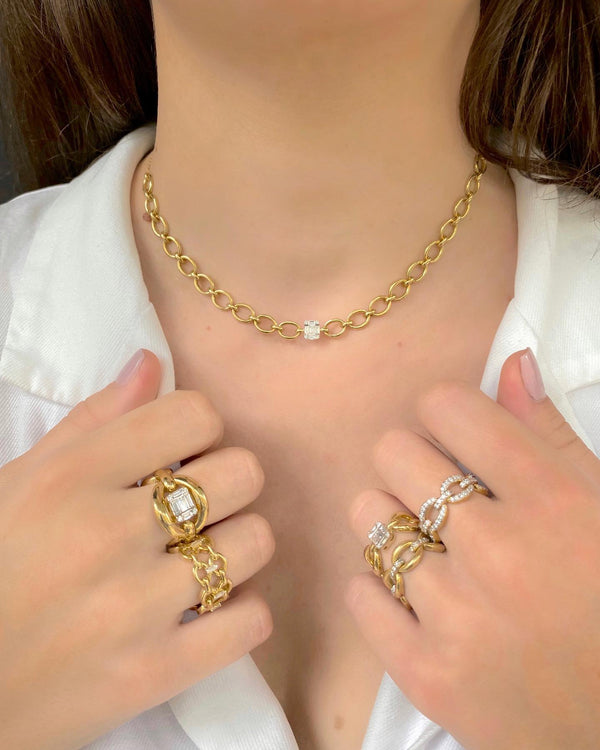 Nadine Aysoy Catena Double Diamond Baguette Ring