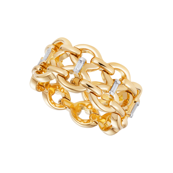 nadine aysoy Catena Double Diamond Baguette Ring