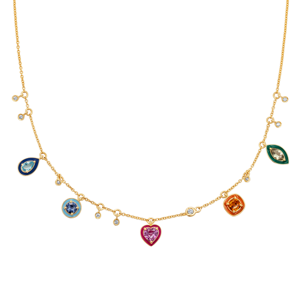 nadine aysoy Catena Enamel and Sapphire Necklace