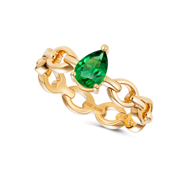 nadine aysoy Catena Mini Pear Shaped Emerald Ring