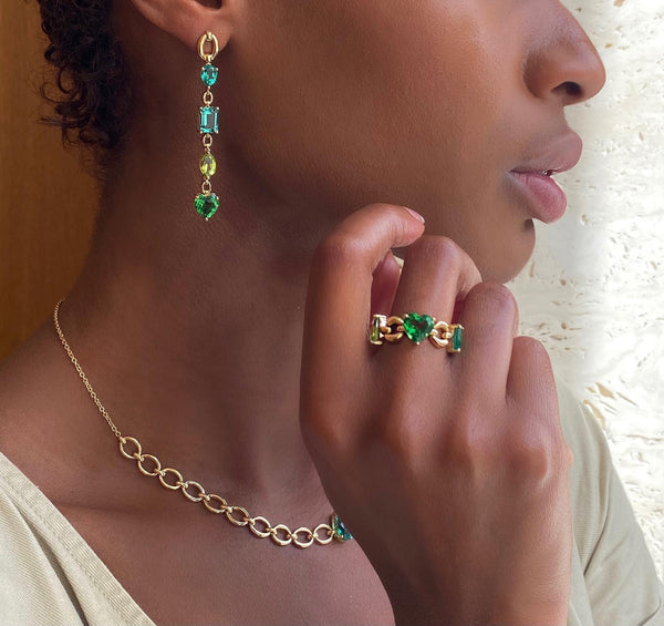 Nadine Aysoy Catena Multi Stone Green Earrings