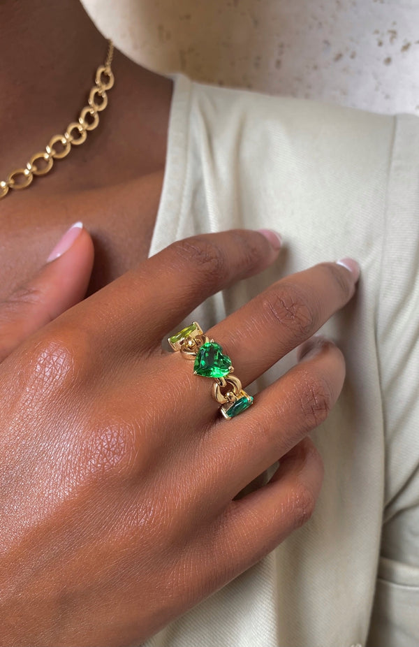 Nadine Aysoy Catena Petite Multi Stone Green Ring