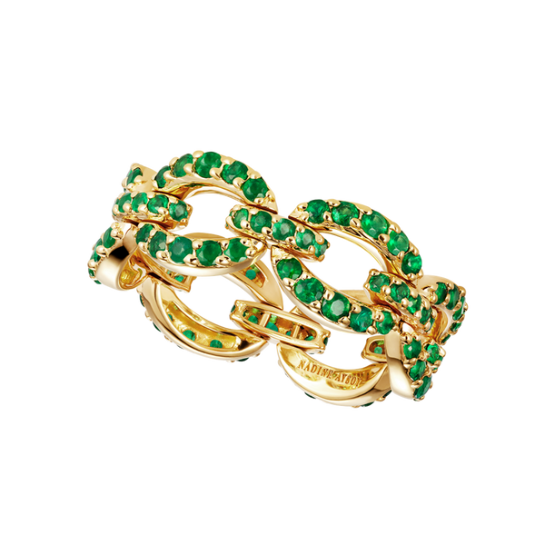 nadine aysoy Catena Petite Pavé Emerald Ring