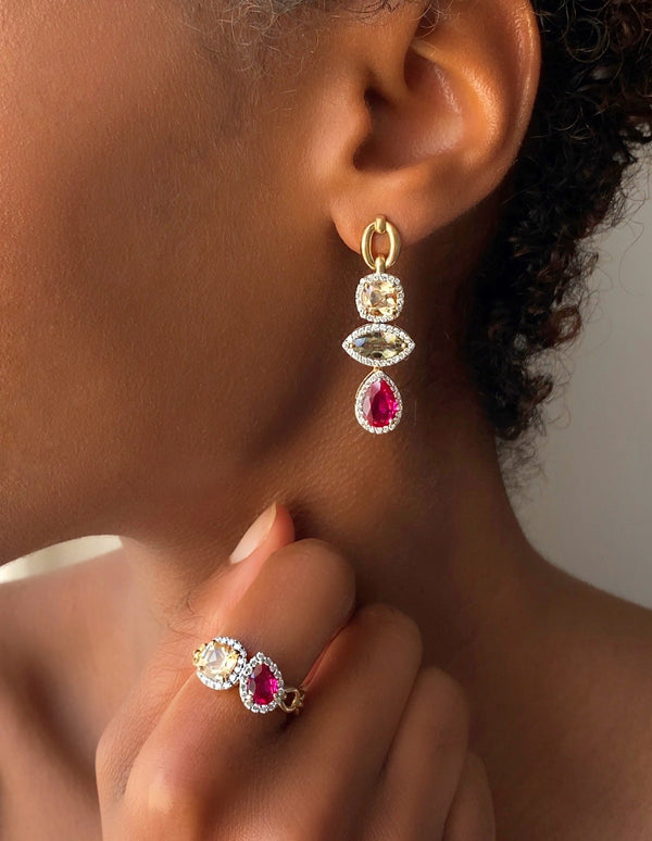 Nadine Aysoy Catena Triple Stone Earrings