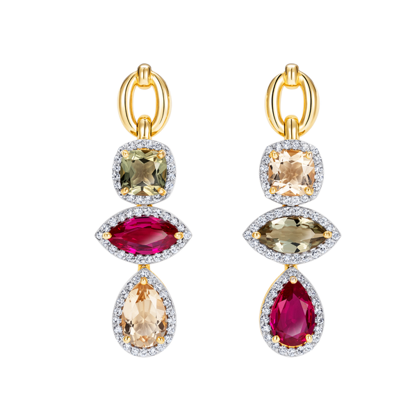 nadine aysoy Catena Triple Stone Earrings