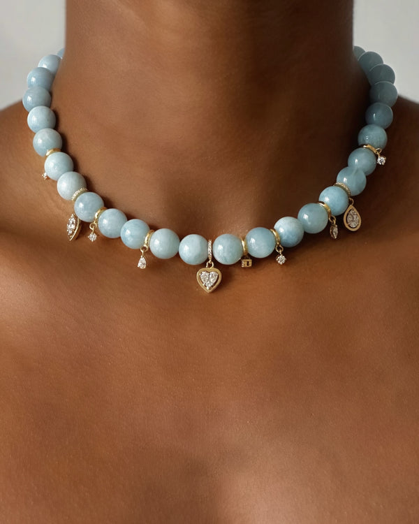 Nadine Aysoy Eclipse Aquamarine Bead Necklace