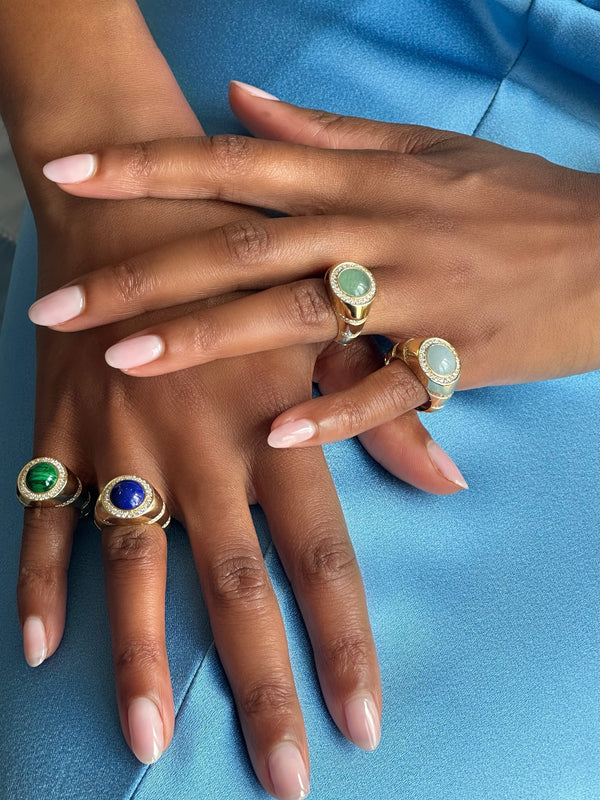 Nadine Aysoy Eclipse Aquamarine Pinky Ring