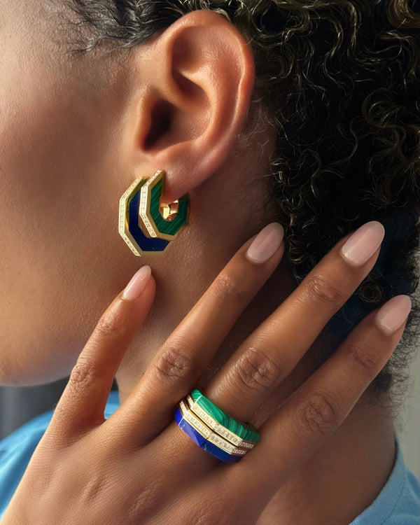 Nadine Aysoy Eclipse Octagon Malachite Ring