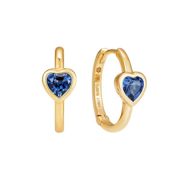 nadine aysoy Le Cercle Blue Sapphire Heart Huggies