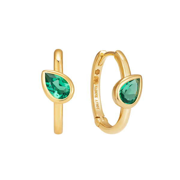 nadine aysoy Le Cercle Emerald Pear Shaped Huggies