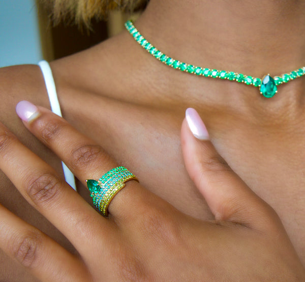 Nadine Aysoy Le Cercle Ombre Emerald Ring