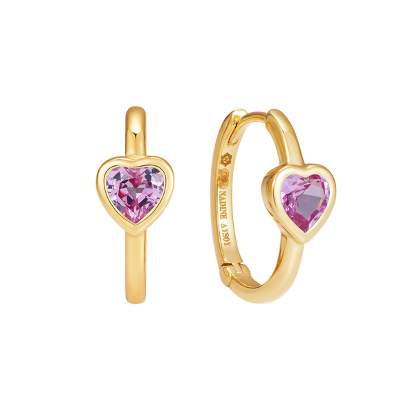 nadine aysoy Le Cercle Pink Sapphire Heart Huggies