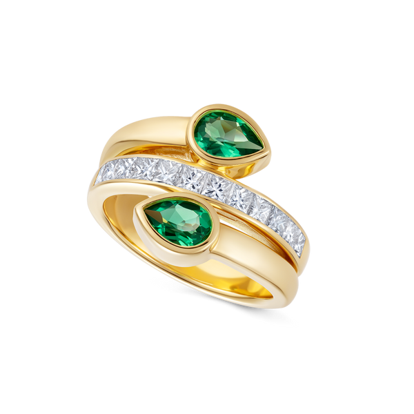 nadine aysoy Le Cercle Serpent Emerald Double Ring