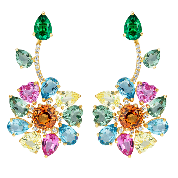 nadine aysoy Summer Love Flower and Leaf Long Earrings